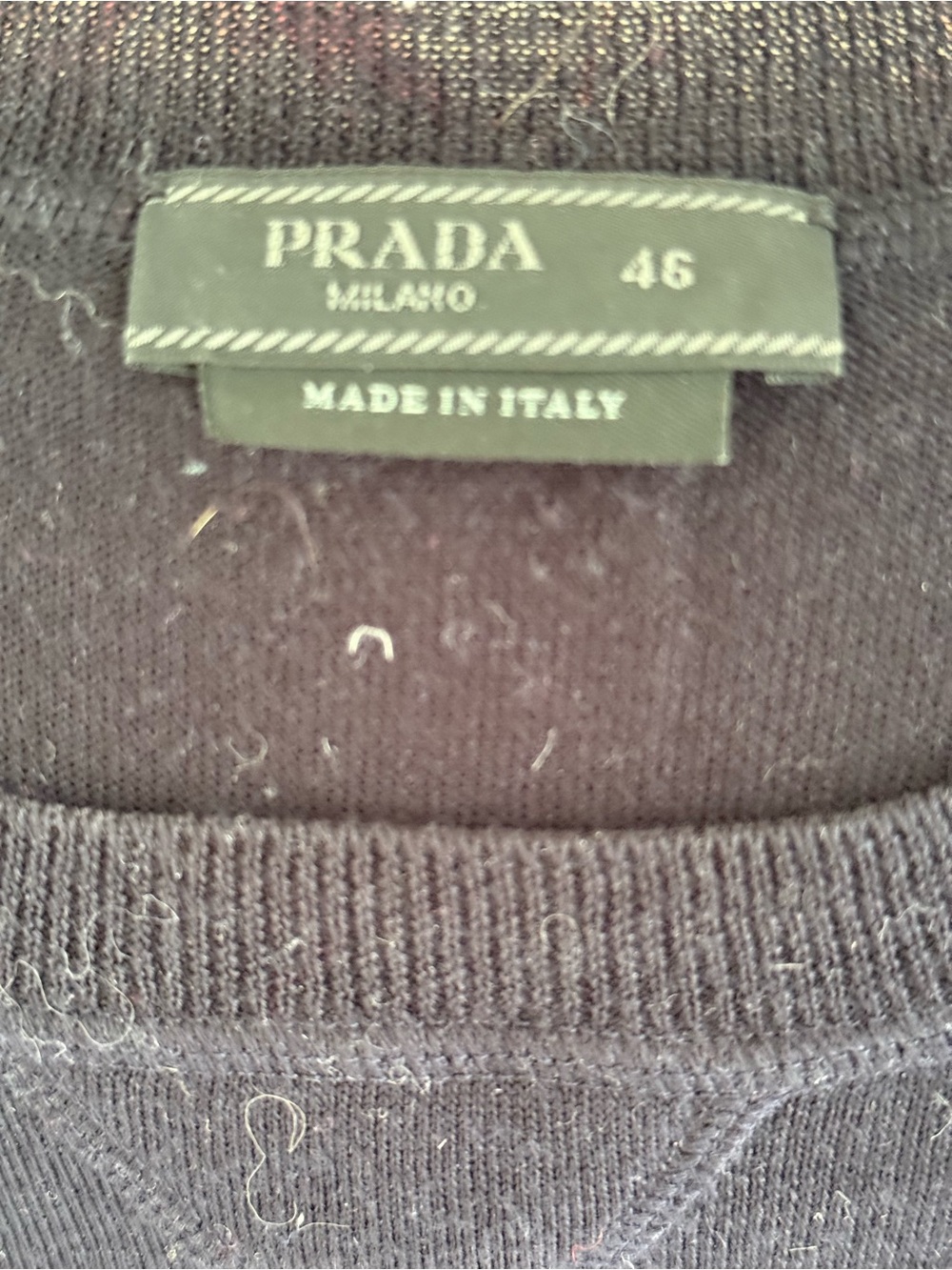 Prada Navy Cashmere Crewneck Sweater with White Logo - Picture 4 of 5